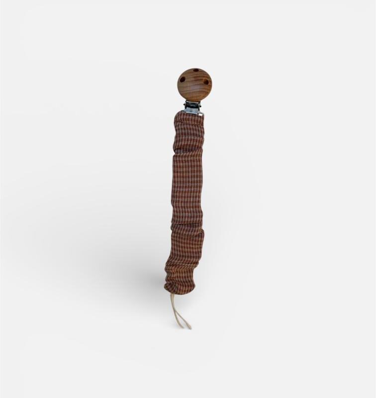 Chupetero Tela elástica marrón cuadro